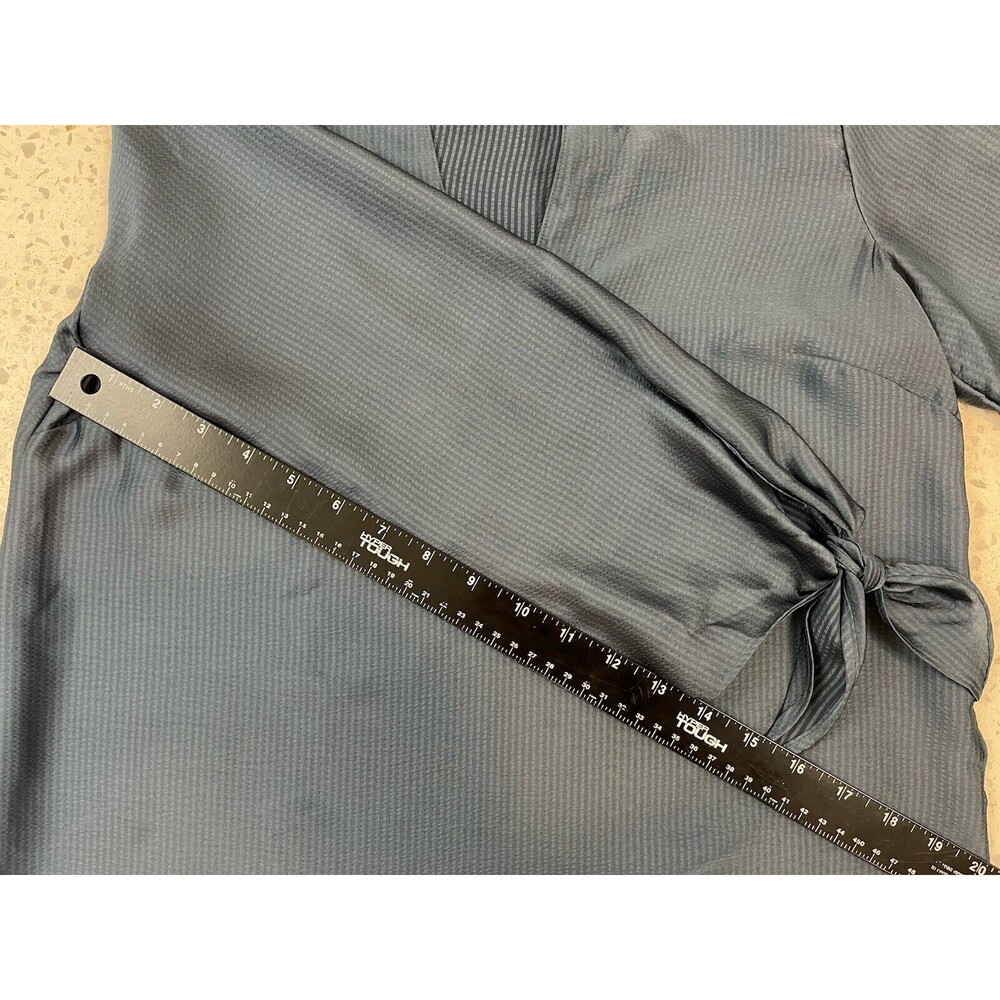 Michael Kors Women XS Blue Navy Solid Satin Tie Top Chambbary Officewear Bow - Picture 12 of 14